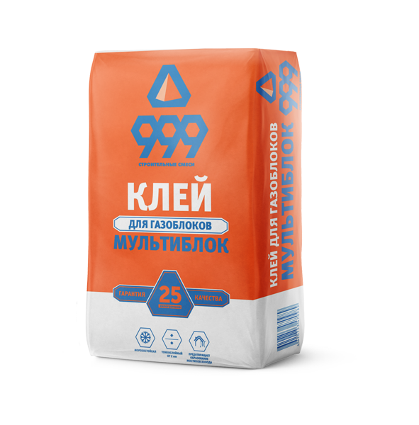картинка 999 Мультиблок клей для газоблоков 25кг от базы строительно-отделочных материалов